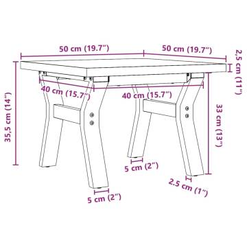 Coffee Table Y-Frame 50x50x35.5 cm Solid Wood Pine and Cast Iron