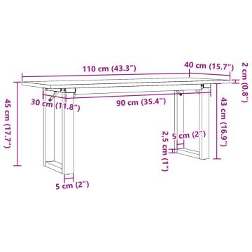 Coffee Table O-Frame 110x40x45 cm Solid Wood Pine and Cast Iron