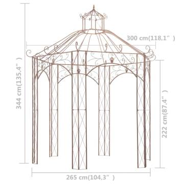 Garden Pavilion Antique Brown 3 m Iron