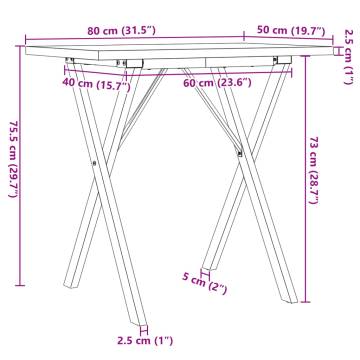 Dining Table X-Frame 80x50x75.5 cm Solid Wood Pine and Cast Iron