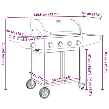 Gas BBQ Grill with 5 Burners Silver Stainless Steel