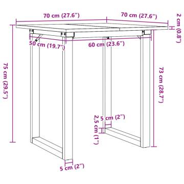 Dining Table O-Frame 70x70x75 cm Solid Wood Pine and Cast Iron