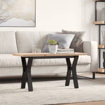 Coffee Table Y-Frame 90x40x45.5 cm Solid Wood Pine and Cast Iron