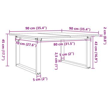 Coffee Table O-Frame 90x90x45 cm Solid Wood Pine and Cast Iron