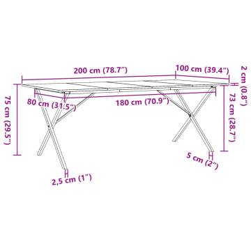 Dining Table X-Frame 200x100x75 cm Solid Wood Pine and Cast Iron