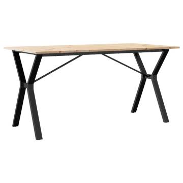 Dining Table Y-Frame 140x80x75 cm Solid Wood Pine and Cast Iron