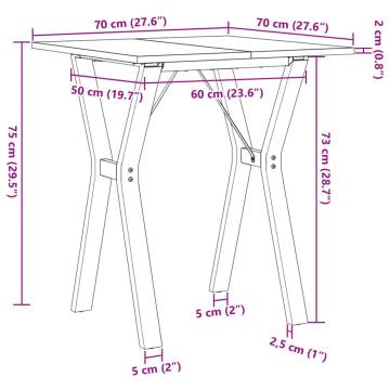 Dining Table Y-Frame 70x70x75 cm Solid Wood Pine and Cast Iron