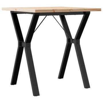 Dining Table Y-Frame 70x70x75.5 cm Solid Wood Pine and Cast Iron