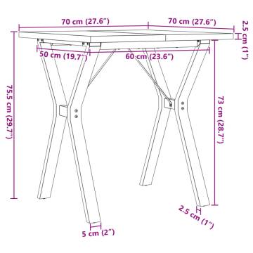 Dining Table Y-Frame 70x70x75.5 cm Solid Wood Pine and Cast Iron