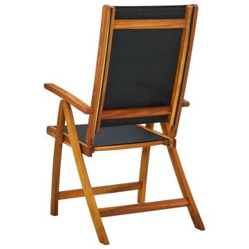 Folding Garden Chairs 2 pcs Solid Acacia Wood and Textilene