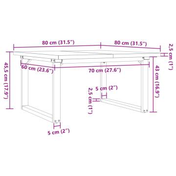 Coffee Table O-Frame 80x80x45.5 cm Solid Wood Pine and Cast Iron