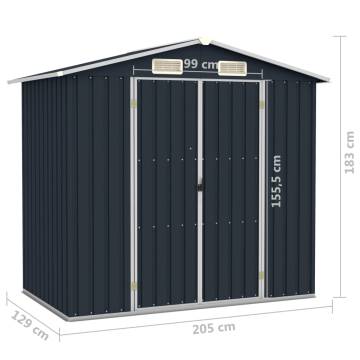 Garden Shed Anthracite 205x129x183 cm Galvanised Steel