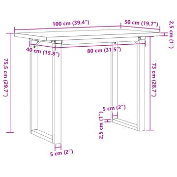 Dining Table O-Frame 100x50x75.5 cm Solid Wood Pine and Cast Iron