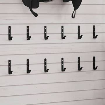 Wall Hooks J Shape 12 pcs Black Steel