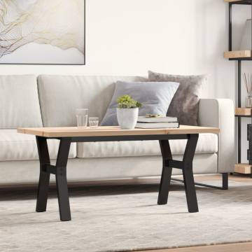 Coffee Table Y-Frame 100x50x45.5 cm Solid Wood Pine and Cast Iron