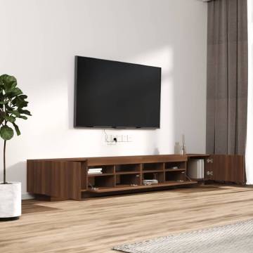 3 Piece TV Cabinet Set with LED Lights Brown Oak Engineered Wood