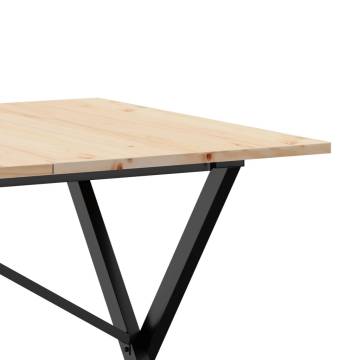 Dining Table X-Frame 160x80x75 cm Solid Wood Pine and Cast Iron