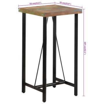 Bar Table 55x55x107 cm Solid Wood Reclaimed and Iron