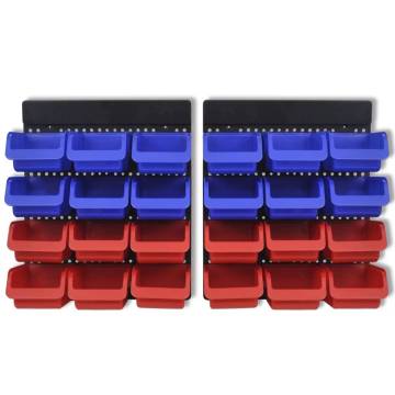 2 pcs Blue & Red Wall Mounted Garage Tool Organiser