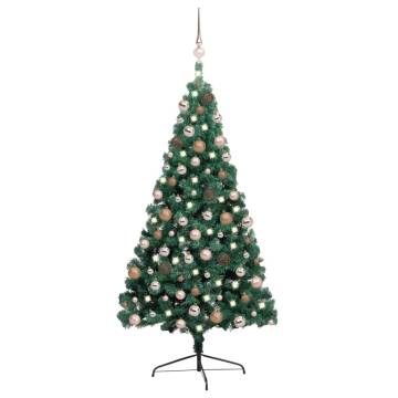 Artificial Half Pre-lit Christmas Tree with Ball Set Green 240 cm