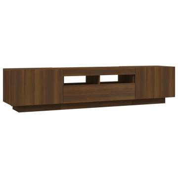 2 Piece TV Cabinet Set with LED Lights Brown Oak Engineered Wood