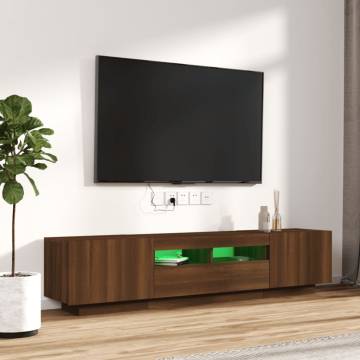 2 Piece TV Cabinet Set with LED Lights Brown Oak Engineered Wood