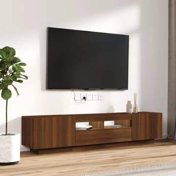 2 Piece TV Cabinet Set with LED Lights Brown Oak Engineered Wood