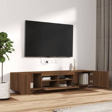 2 Piece TV Cabinet Set with LED Lights Brown Oak Engineered Wood