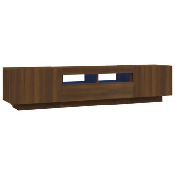 2 Piece TV Cabinet Set with LED Lights Brown Oak Engineered Wood