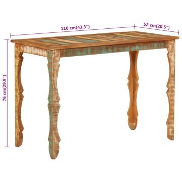 Dining Table 110x52x76 cm Solid Wood Reclaimed