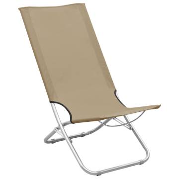 Folding Beach Chairs 2 pcs Taupe Fabric