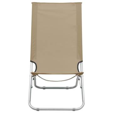 Folding Beach Chairs 2 pcs Taupe Fabric