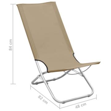 Folding Beach Chairs 2 pcs Taupe Fabric