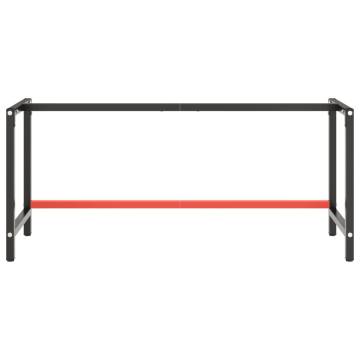 Work Bench Frame Matte Black and Matte Red 180x57x79 cm Metal