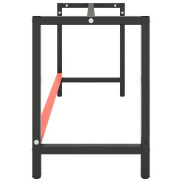 Work Bench Frame Matte Black and Matte Red 180x57x79 cm Metal