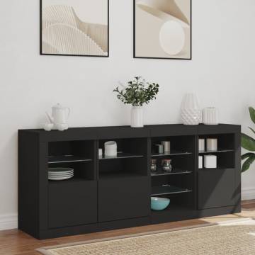 Sideboard with LED Lights Black 164x37x67 cm