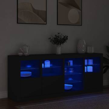 Sideboard with LED Lights Black 164x37x67 cm