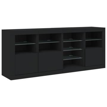 Sideboard with LED Lights Black 164x37x67 cm