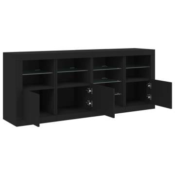 Sideboard with LED Lights Black 164x37x67 cm