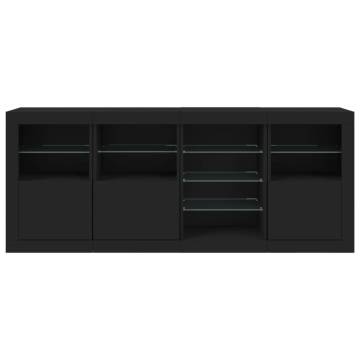 Sideboard with LED Lights Black 164x37x67 cm