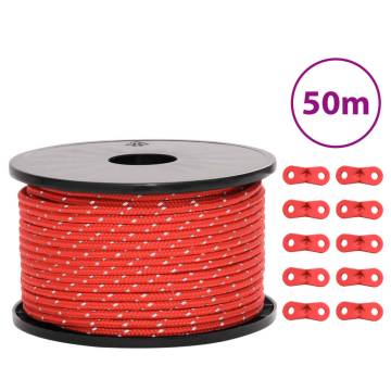 Tent Guy Rope with Reflective Strips and Spanners 50 m 5 mm