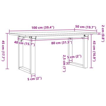 Coffee Table O-Frame 100x50x45 cm Solid Wood Pine and Cast Iron