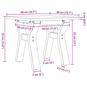 Coffee Table Y-Frame 40x40x35 cm Solid Wood Pine and Cast Iron
