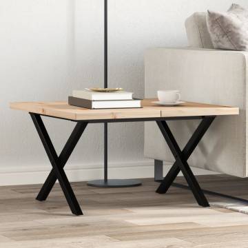 Coffee Table X-Frame 70x70x40.5 cm Solid Wood Pine and Cast Iron