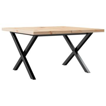 Coffee Table X-Frame 70x70x40.5 cm Solid Wood Pine and Cast Iron