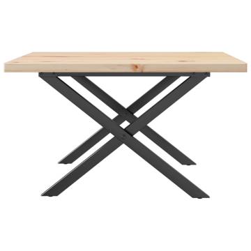 Coffee Table X-Frame 70x70x40.5 cm Solid Wood Pine and Cast Iron