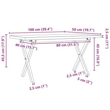 Coffee Table X-Frame 100x50x45.5 cm Solid Wood Pine and Cast Iron