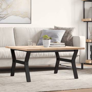 Coffee Table Y-Frame 90x90x45.5 cm Solid Wood Pine and Cast Iron