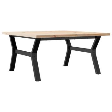 Coffee Table Y-Frame 90x90x45.5 cm Solid Wood Pine and Cast Iron