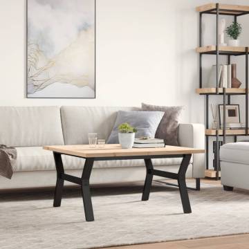 Coffee Table Y-Frame 90x90x45.5 cm Solid Wood Pine and Cast Iron